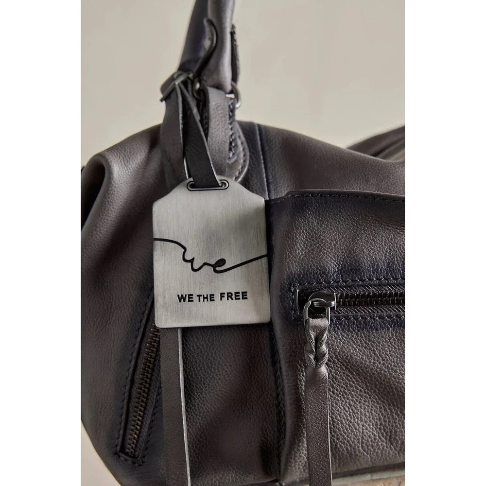 NWT We The Free Baby Emerson Tote Bag Gravel Rock Gray 100% Leather